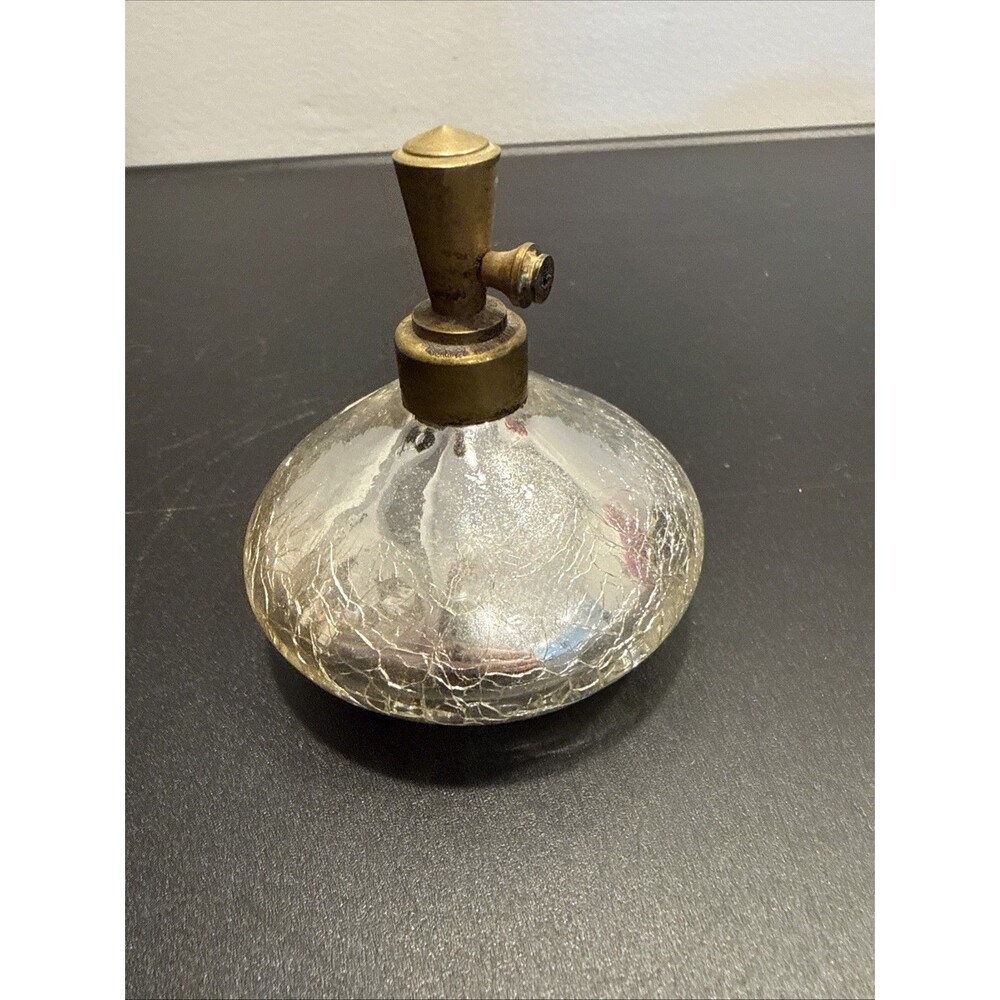 Vintage Irice Crackle Glass Mirror Finish Perfume Bottle Empty